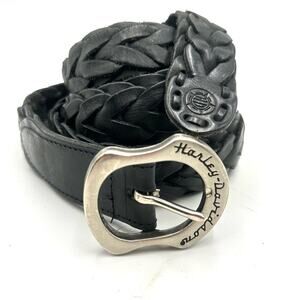 HARLEY DAVIDSON men's black leather belt - buckle with HD logo